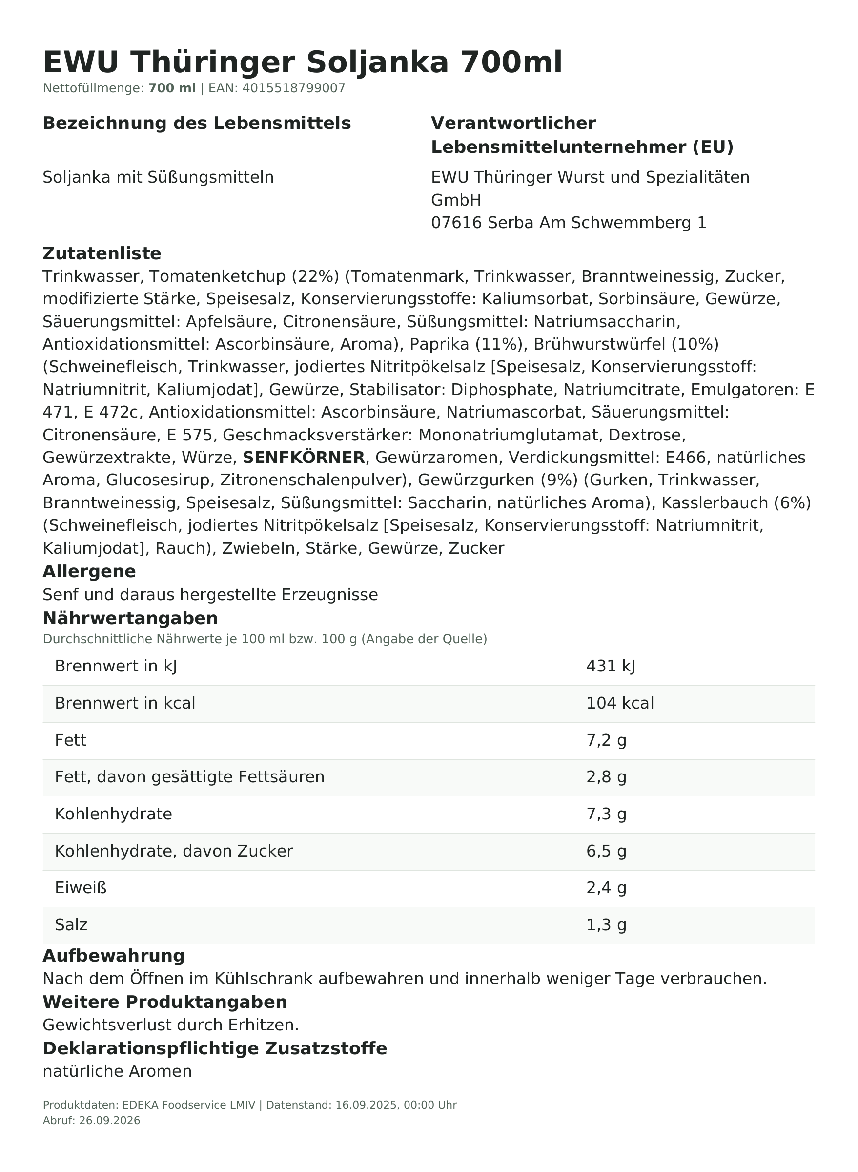 Produktinformationen – EWU Thüringer Soljanka 700ml