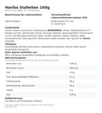 Produktbild anzeigen: Produktinformationen – Haribo Stafetten 160g