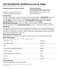 Lebensmittelinformationen: G&G Waffelmischung 400g