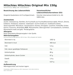 Lebensmittelinformationen: hitschies Kaubonbon Original 150g