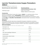 Produktbild anzeigen: Produktinformationen zum Einzelprodukt – Lacroix Tomatencreme-Suppe Pomodoro 400ml