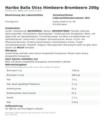 Produktbild anzeigen: Produktinformationen zum Einzelprodukt – Haribo Balla Stixx Himbeere-Brombeere 200g