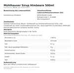 Produktbild anzeigen: Produktinformationen zum Einzelprodukt – Mühlhauser Sirup Himbeere 500ml