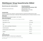 Produktbild anzeigen: Produktinformationen zum Einzelprodukt – Mühlhäuser Sirup Sauerkirsche 500ml