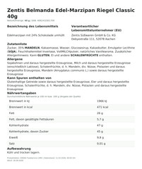 Produktinformationen – Zentis Belmanda Edel-Marzipan Riegel Classic 40g
