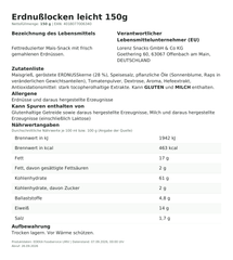 Lebensmittelinformationen: Lorenz ErdnußLocken Leicht 150g
