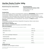 Produktbild anzeigen: Produktinformationen zum Einzelprodukt – Haribo Pasta Frutta 160g