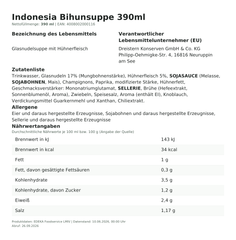 Lebensmittelinformationen: Indonesia Bihunsuppe 390ml