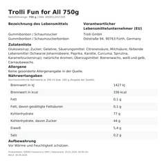 Lebensmittelinformationen: Trolli Fun for All 750g
