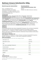 Bahlsen Unsere Keksfamilie 280g – Lebensmittelangaben