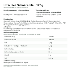 Produktinformationen – Hitschies Schnüre blau 125g