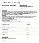 Produktbild anzeigen: Produktinformationen zum Einzelprodukt – Leibniz Kakaokeks 200g