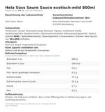 Produktbild anzeigen: Produktinformationen zum Einzelprodukt – Hela Süss Saure Sauce exotisch-mild 800ml
