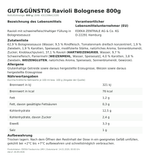 Produktbild anzeigen: Produktinformationen zum Einzelprodukt – Gut&Günstig Ravioli Bolognese 800g
