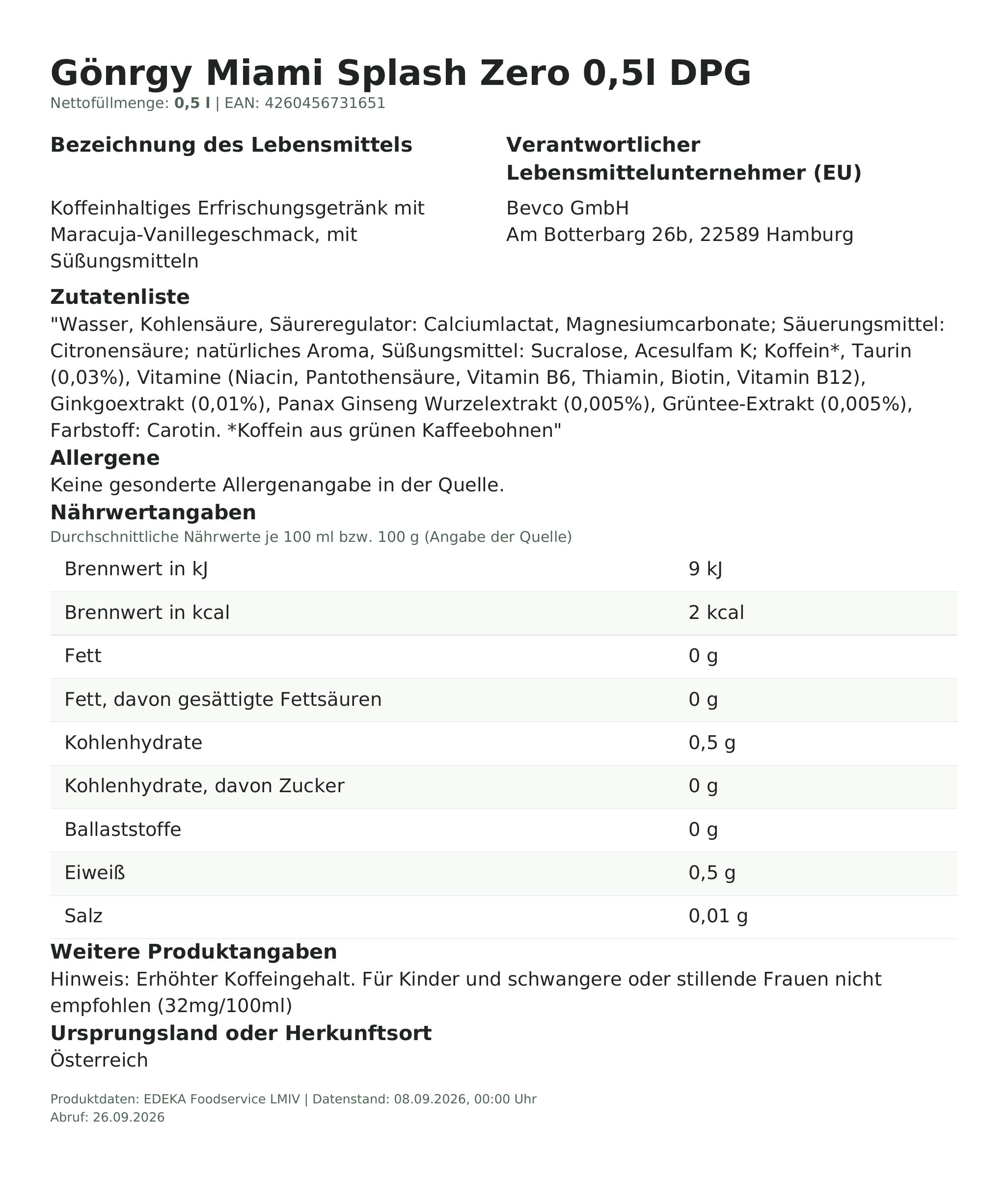 Produktinformationen – Gönrgy Miami Splash Zero 0,5l DPG