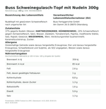 Produktbild anzeigen: Produktinformationen zum Einzelprodukt – Buss Schweinegulasch-Topf mit Nudeln 300g