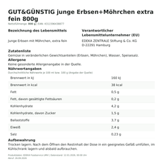 Lebensmittelinformationen: GUT&GÜNSTIG junge Erbsen+Möhrchen extra fein 800g