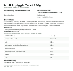 Produktinformationen – Trolli Squiggle Twist 150g