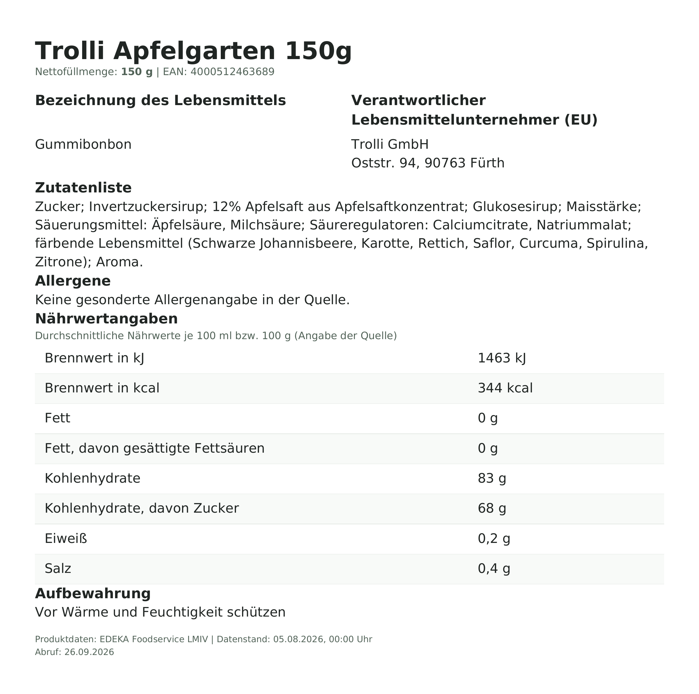 Produktinformationen – Trolli Apfelgarten 150g