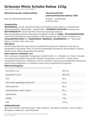 Produktinformationen – Griesson Minis Schoko Kekse 125g