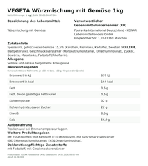 Lebensmittelinformationen: Vegeta Würzmischung 1kg