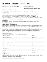 Produktinformationen – Griesson Cookies Classic 150g