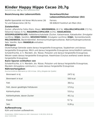Produktinformationen – Kinder Happy Hippo Cacao 20,7g