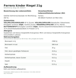 Produktbild anzeigen: Produktinformationen zum Einzelprodukt – Ferrero kinder Riegel 21g