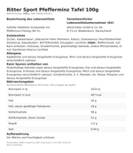 Produktbild anzeigen: Produktinformationen zum Einzelprodukt – Ritter Sport Pfefferminz Tafel 100g