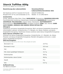 Lebensmittelinformationen: Toffifee 48er 400g