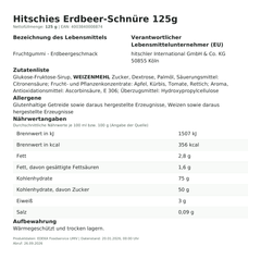 Produktinformationen – Hitschies Erdbeer-Schnüre 125g