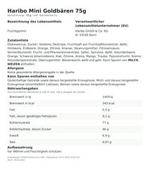 Lebensmittelinformationen: Haribo Goldbären 75g