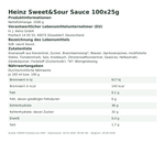 Produktbild anzeigen: Produktinformationen zum Einzelprodukt – Heinz Sweet&Sour Sauce 100x25g