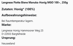 Langnese Flotte Biene Manuka-Honig MGO 100+, 250g