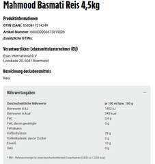 Mahmood Basmati Reis 4,5kg