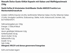 Nescafe Dolce Gusto KitKat Kapseln mit Kakao und Waffelgeschmack 256g