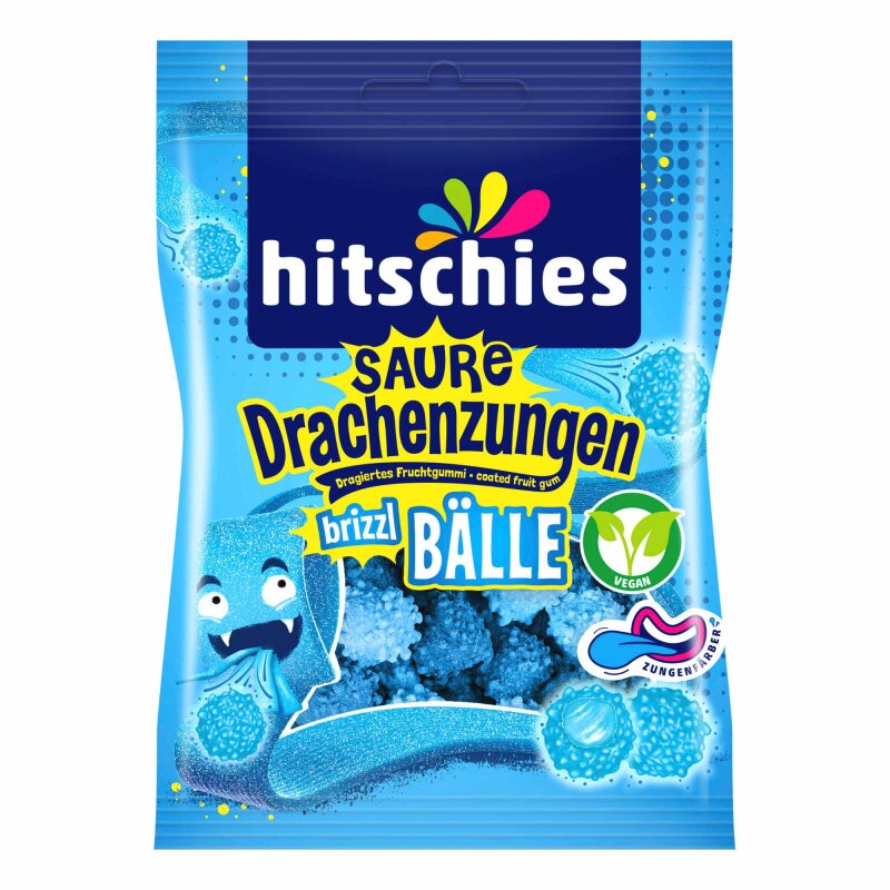 Hitschies Saure Drachenzungen Brizzl Bälle blau 100g