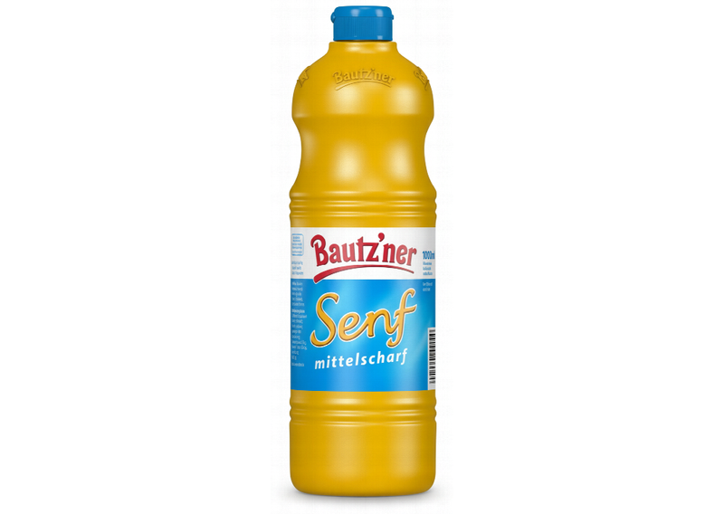 Bautzner Mittelscharfer Senf Flasche 1000ml