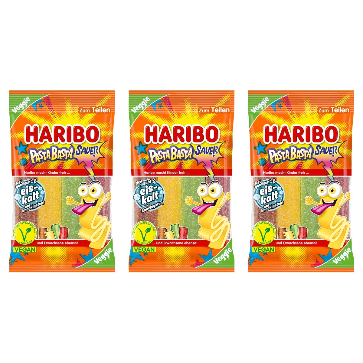 Haribo Pasta Basta Sauer – 3 x 160 g (480 g)