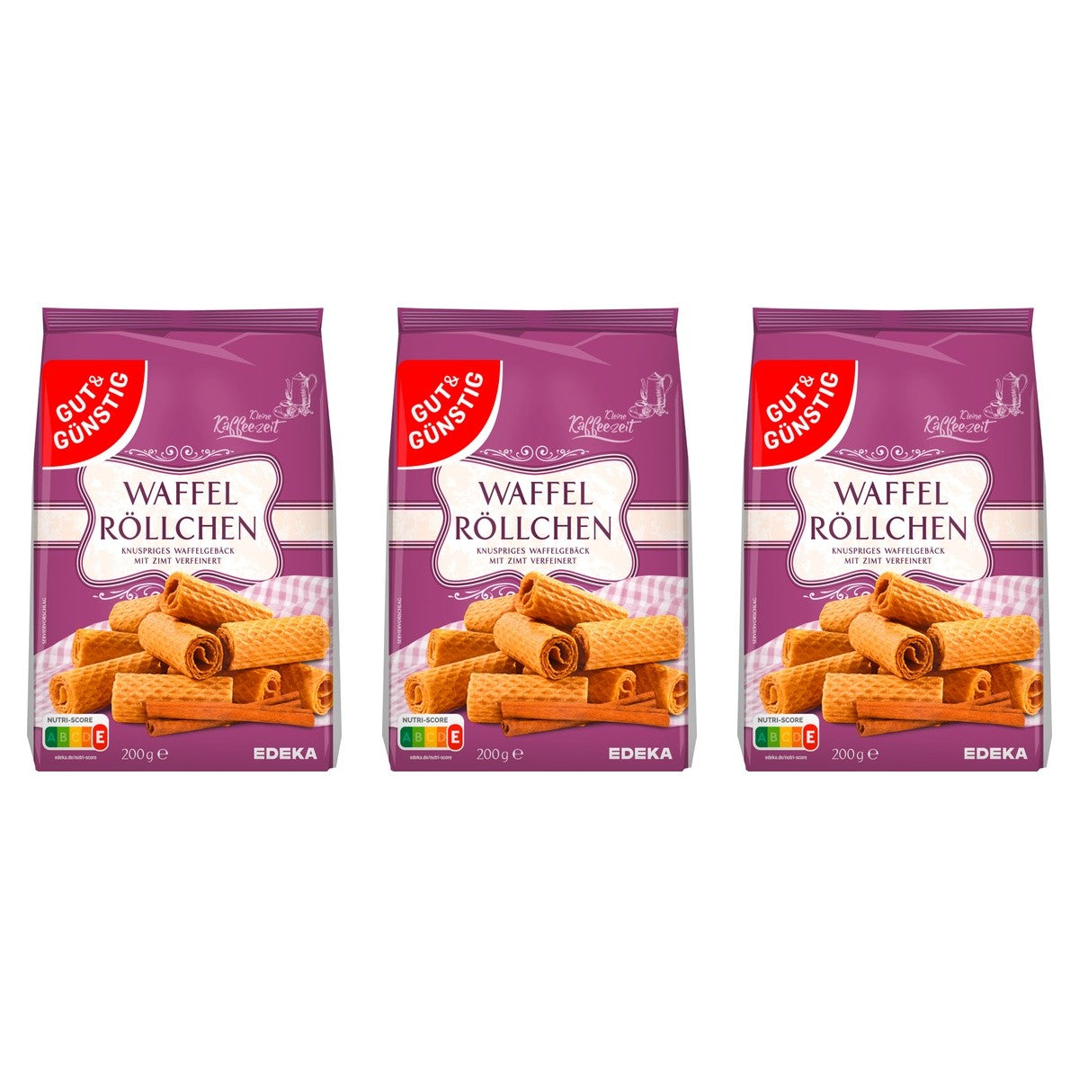 Gut&Günstig Waffelröllchen – 3 x 200 g (600 g)
