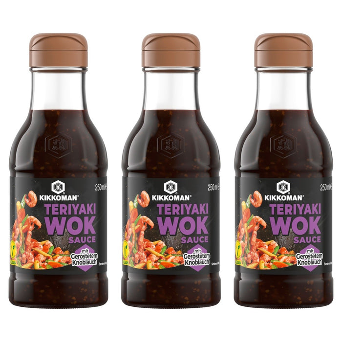 Kikkoman Teriyaki Sauce mit geröstetem Knoblauch – 3 x 250 ml (750 ml)