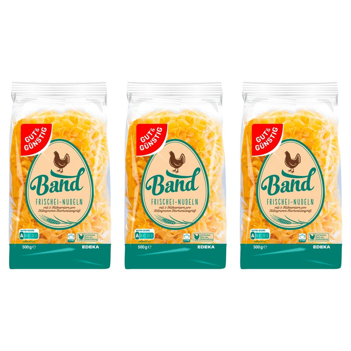 Gut&Günstig Frischei-Nudeln Band – 3 x 500 g (1500 g)