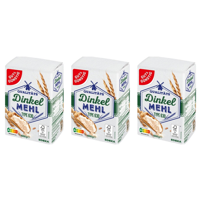 Gut&Günstig Dinkelmehl Type 630 – 3 x 1000 g (3000 g)