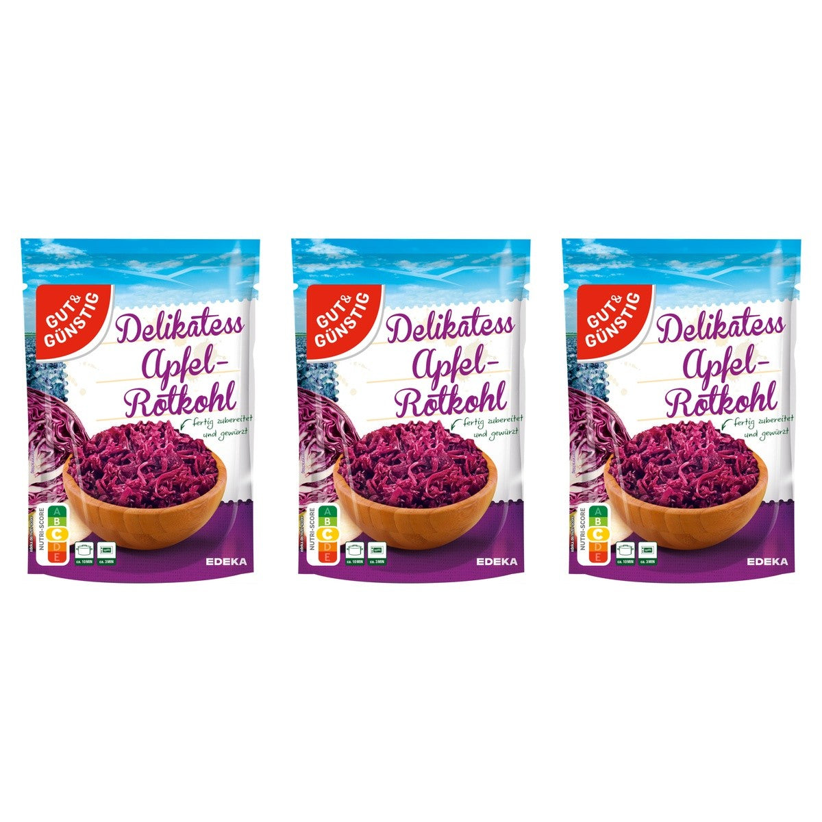 Gut&Günstig Apfelrotkohl – 3 x 400 g (1200 g)