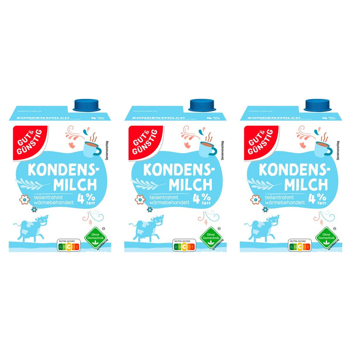 Gut&Günstig Kondensmilch mit Schraubverschluss 4% – 3 x 340 g (1020 g)