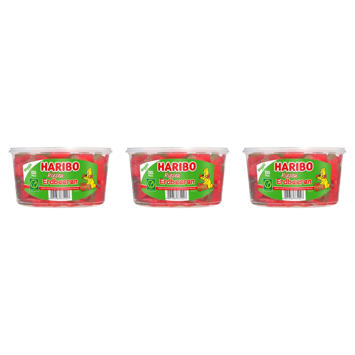 Haribo Riesen Erdbeeren 150Stück – 3 x 1350 g (4050 g)