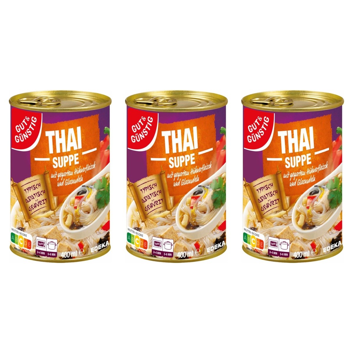Gut&Günstig Thaisuppe – 3 x 400 ml (1200 ml)