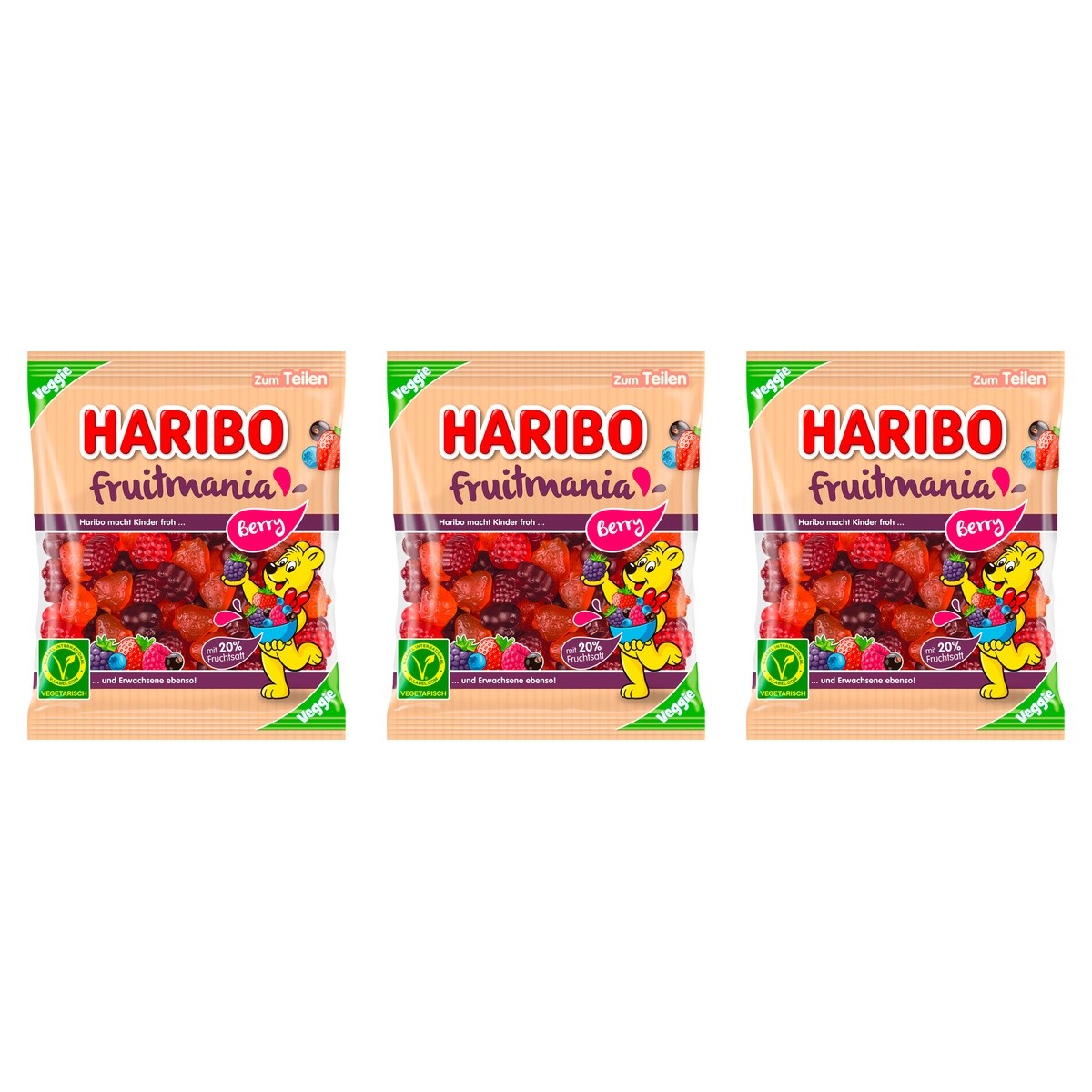 Haribo Fruitmania Berry – 3 x 160 g (480 g)