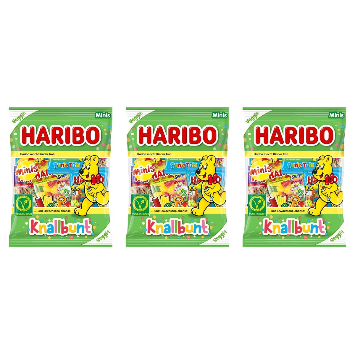 Haribo Knallbunt Minis Fruchtgummis – 3 x 230 g (690 g)