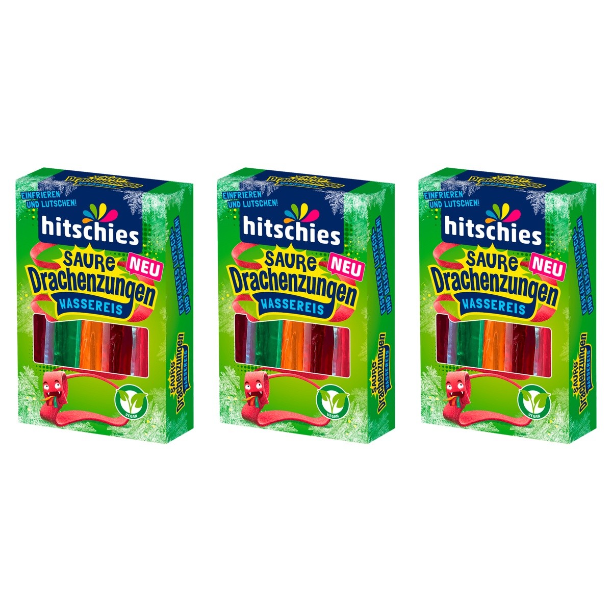 Hitschies Wassereis Saure Drachenzungen 10ST – 3 x 400 ml (1200 ml)